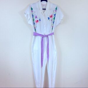 VINTAGE DRAGON FLY HAND EMBROIDERED WOMAN JUMPSUITS SIZE L